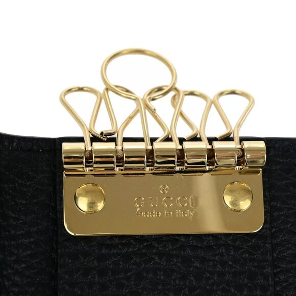 GUCCI GG Logo Marmont key case Supreme Leather Bicolor Black Brown GHW 30RF201 - Picture 7 of 13